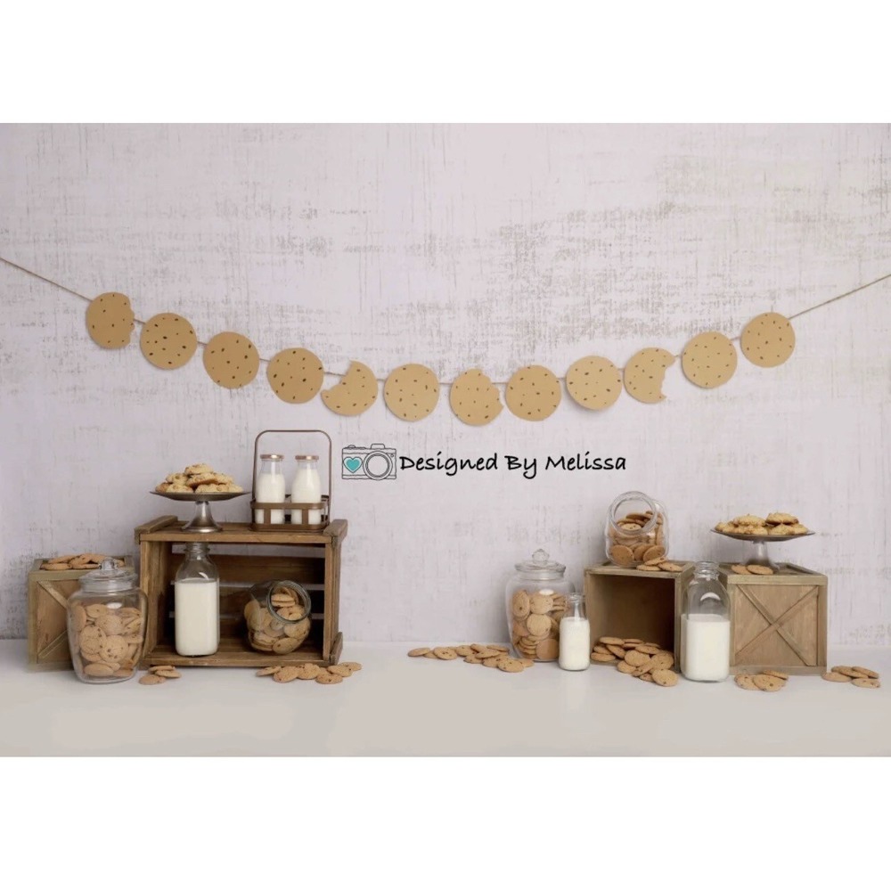 Kate Rustic Milk Cookies Backdrop Designed‎ by Melissa King 7X5Ft 16
